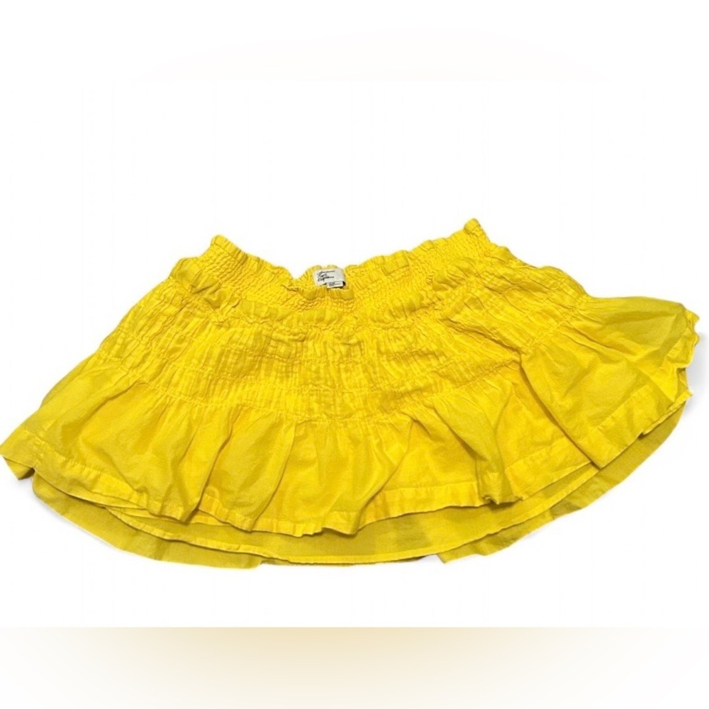 American Eagle Outfitters Y2K Yellow Smocked Ruffle Skirt Size M